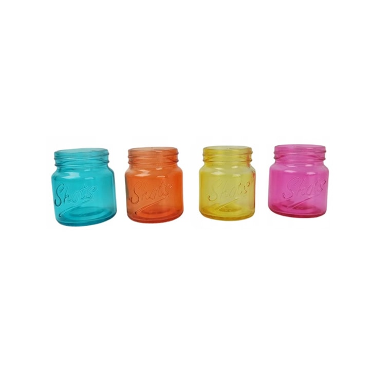 4 db tégelyes típusú shot-pohár készlet, többszínű, Shots modell, 75 ml, 5,5 x 4 cm, George Home