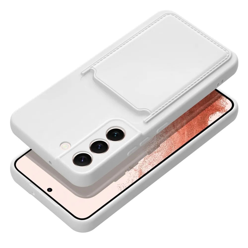 Husa din silicon pentru Samsung Galaxy S23, Interior cu Microfibra, Card Holder, Ultra Safe, Alb