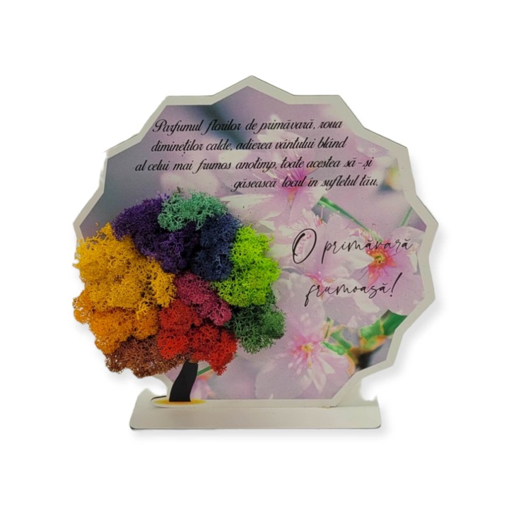 Aranjament de primavara cu licheni stabilizati multicolor 20x20cm, Crioflora