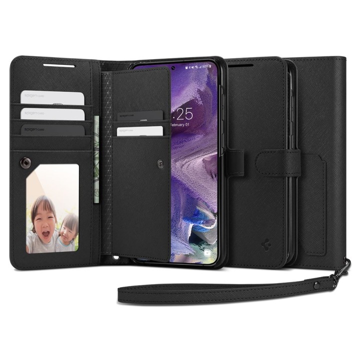 Кейс за Samsung Galaxy S23, Spigen Wallet S Plus, черен