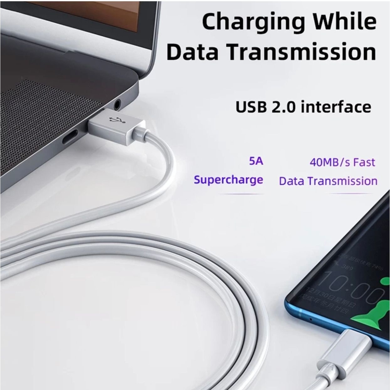 Cablu date si incarcare rapida SuperCharge 55W, AHA PRINT, pentru