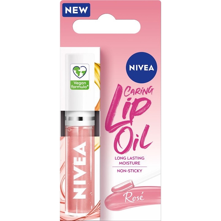 Балсам за устни Nivea, Caring Lip Oil, 5.5 мл, Роза