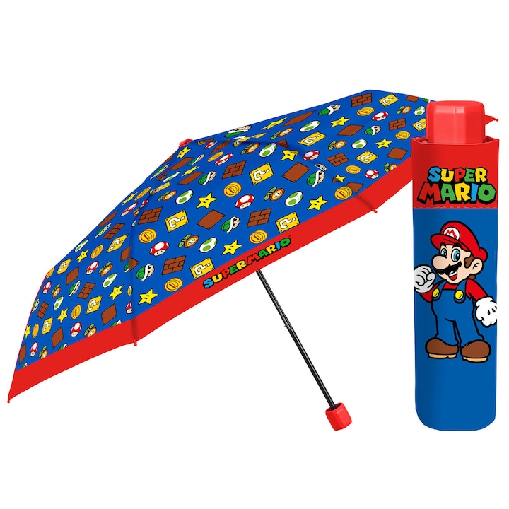 Детски сгъваем чадър Perletti CoolKids 75059 Super Mario, Син