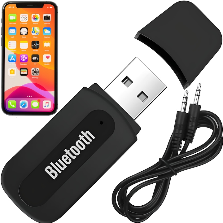 Adaptor Bluetooth, USB, 55x20x11 mm, Negru