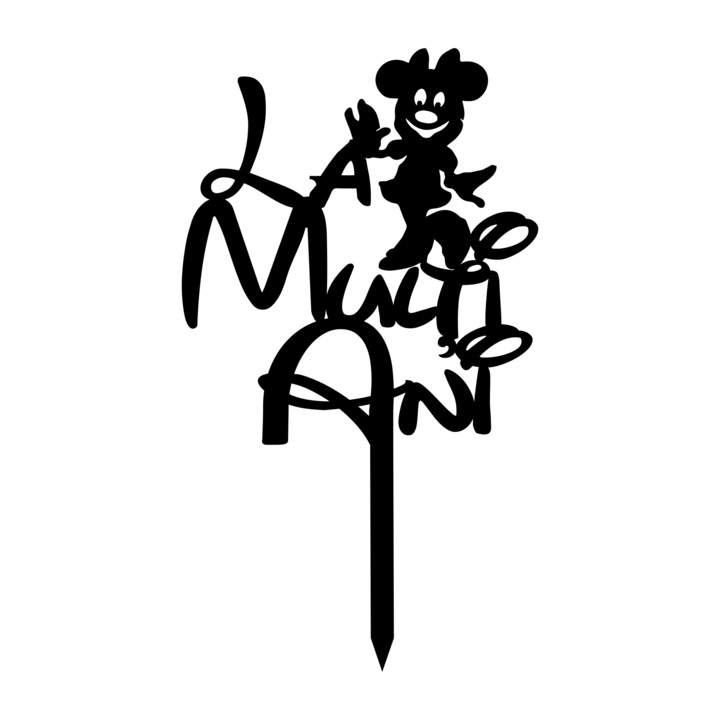 Topper tort La multi ani Minnie, Inedit Print, TC739, Negru, 10 cm