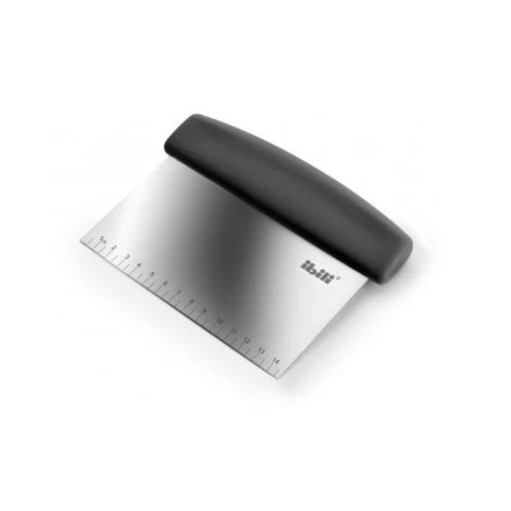 Racleta aluat Ibili-Professional, otel inoxidabil 18/10/plastic, 16x12.5 cm, argintiu/negru
