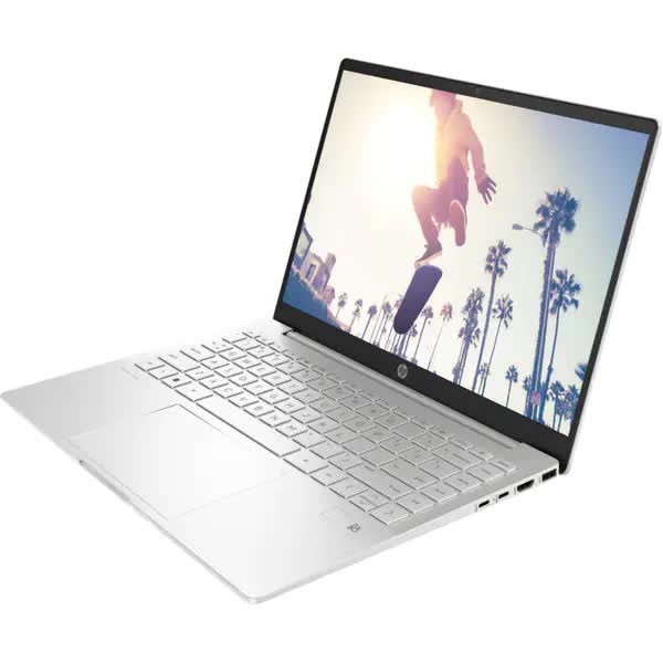 Laptop HP Pavilion Plus 14-eh0027nq, Intel Core i5-1240P pana la 4.4GHz, 14" 2.2K, 16GB, SSD 512GB, Intel UHD Graphics, Free DOS, Argintiu