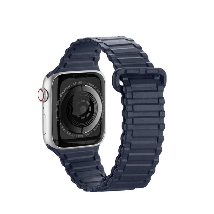 Szilikon szíj DuxDucis mágneses szilikon páncél kompatibilis Apple Watch 4/5/6/7/8/SE 38/40/41mm sötétkék