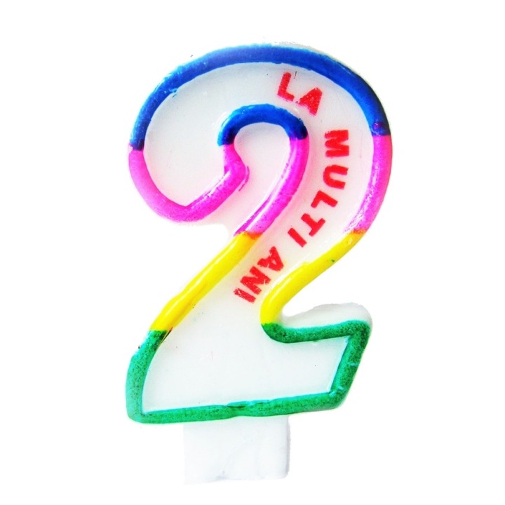 Свещ за торта номер 2 с надпис Честит рожден ден