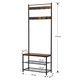Cuier cu 2 rafturi pentru incaltaminte, Vasagle, banca, pal si metal, negru, 70x32x175 cm