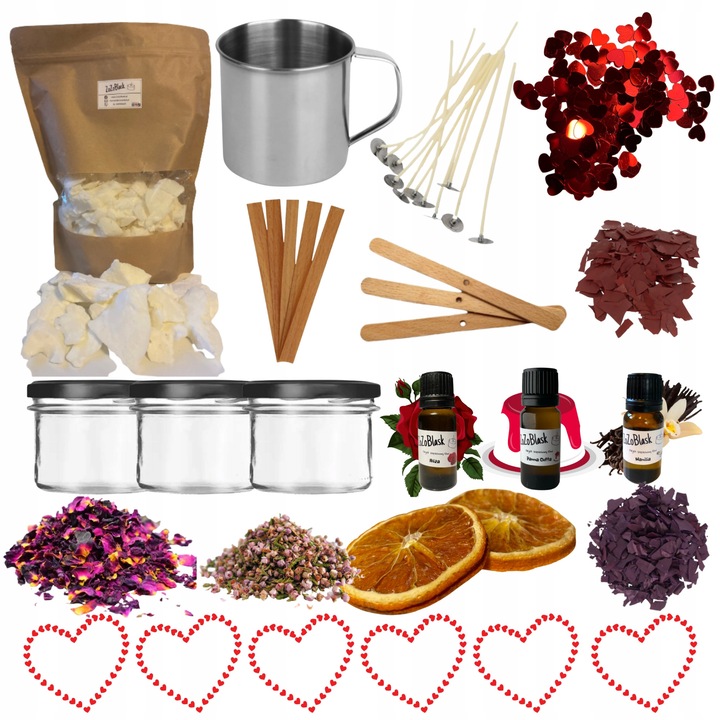 Комплект за изработка на свещи за подарък за Свети Валентин 24 бр