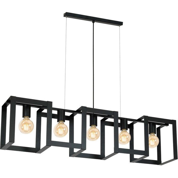 Модерен полилей, Luminex, 5 x E27, 60W, Метал, За таван, Черен