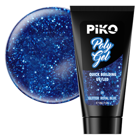 Gel UV constructie, Polygel color, Piko, 30 g, 35 Glitter Royal Blue