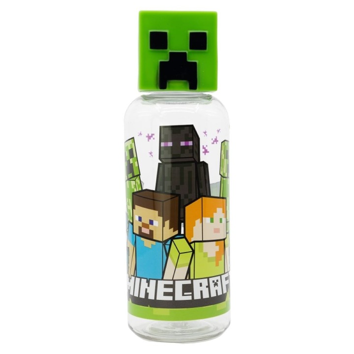Sticla apa copii Minecraft figurina, Plastic, 560 ml Transparent