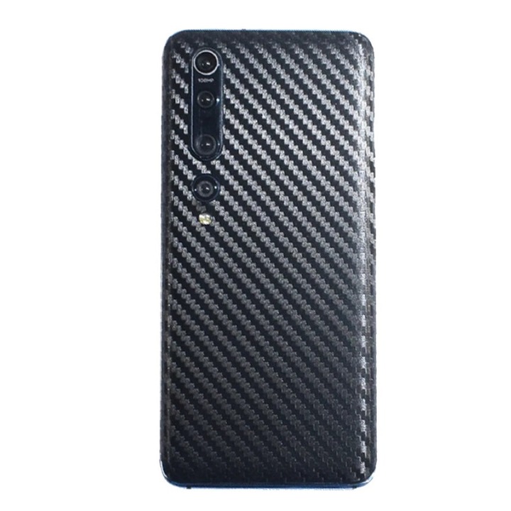 Folie autocolanta Skin, pentru Xiaomi Redmi Note 7 Pro, carbon negru, protectie spate