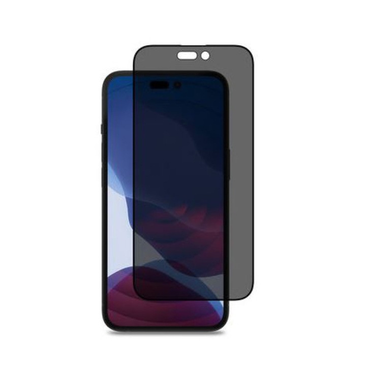 Üvegfólia – ADATVÉDELMI edzett üveg, kompatibilis az iPhone 14 PROMAX készülékkel, Full Glue, 5D technológia