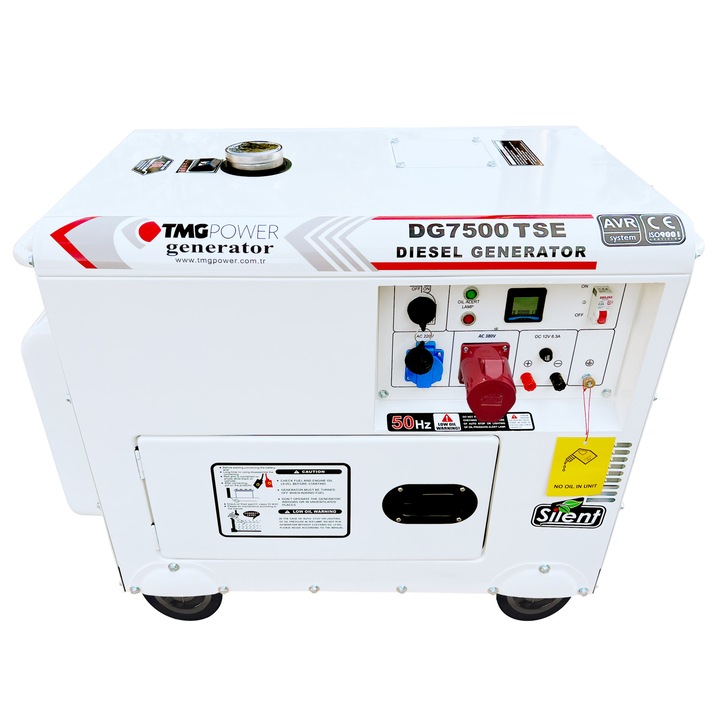 Generator curent trifazic diesel TMG - 7.5 kVA - insonorizat, 1x priza 230V, 1x priza 380V, afisaj digitral