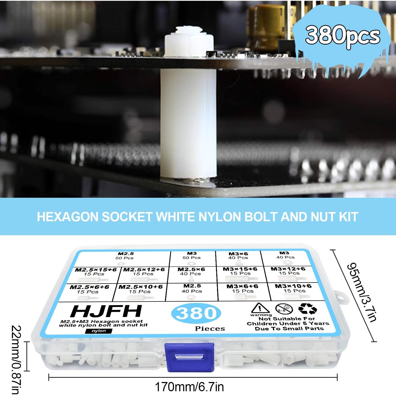 Kit Distanziatori M2.5 M3 In Nylon - 380 Pezzi, Per PCB, Raspberry Pi, Elettronica - Foto 7