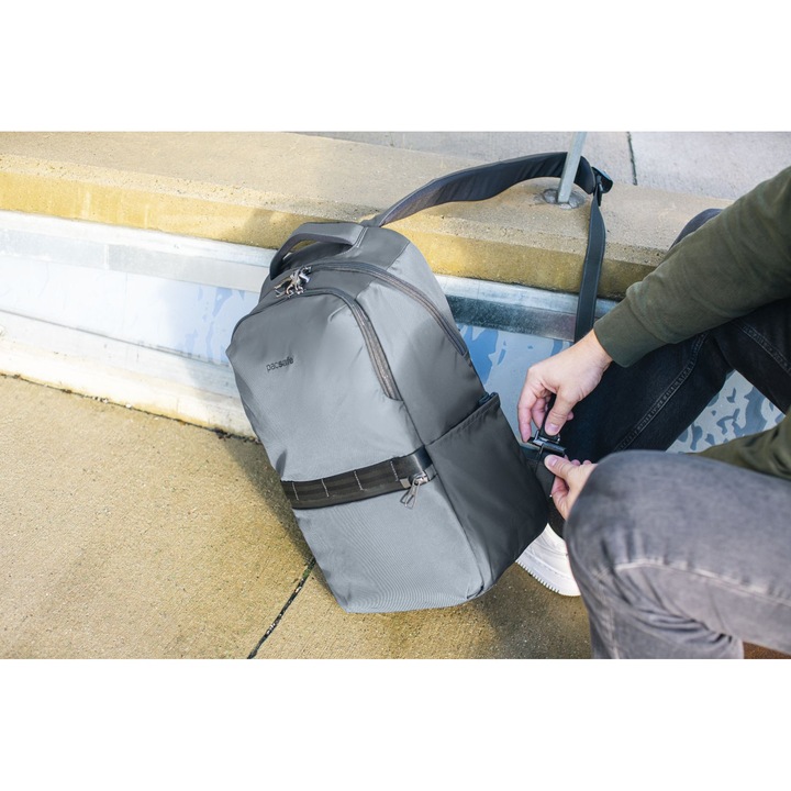 Rucsac antifurt, Pacsafe Metrosafe X 25L, Poliester, Gri