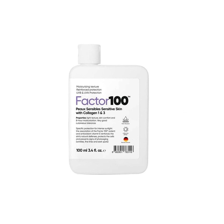 Crema hidratanta, cu SPF50+, colagen si vitamina E, Factor 100, 100 ml