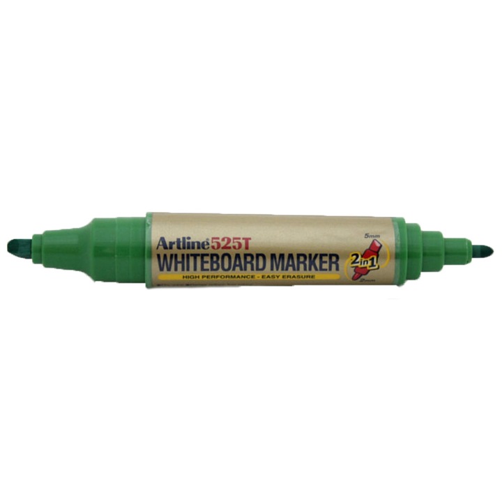 Marker Pentru Tabla De Scris Artline 525t, Doua Capete - Varf Rotund 2.0mm/tesit 5.0mm - Verde
