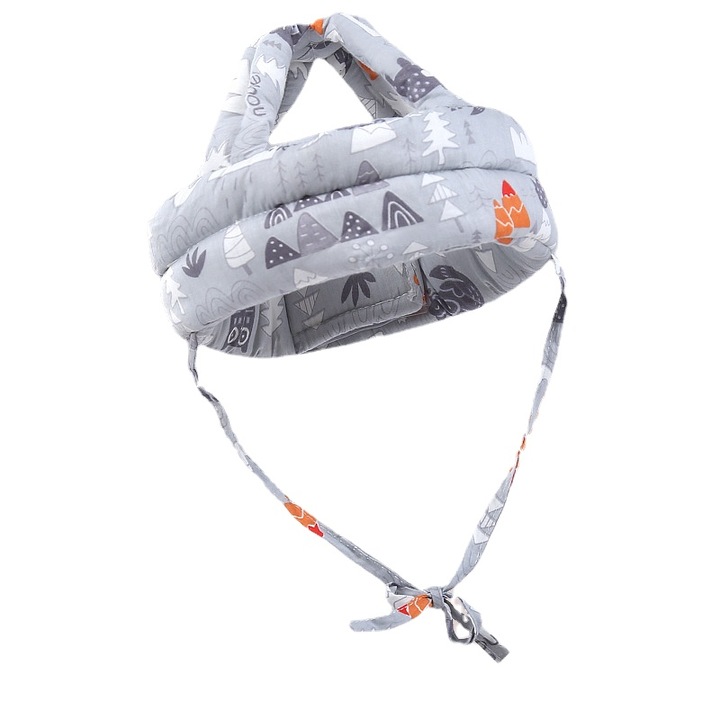 Casca de protectie pentru copii, Senmase, Ajustabila, Bumbac, 6-36luni, Gri