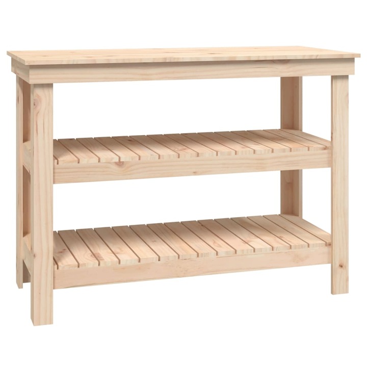 Работна маса vidaXL, 110,5 x 50 x 80 см, Борово дърво масив