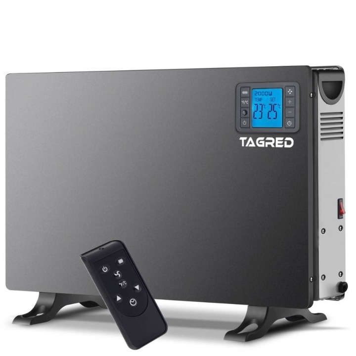 Incalzitor electric, Tagred TA941B, cu termostat si timer, 2000 W, LCD