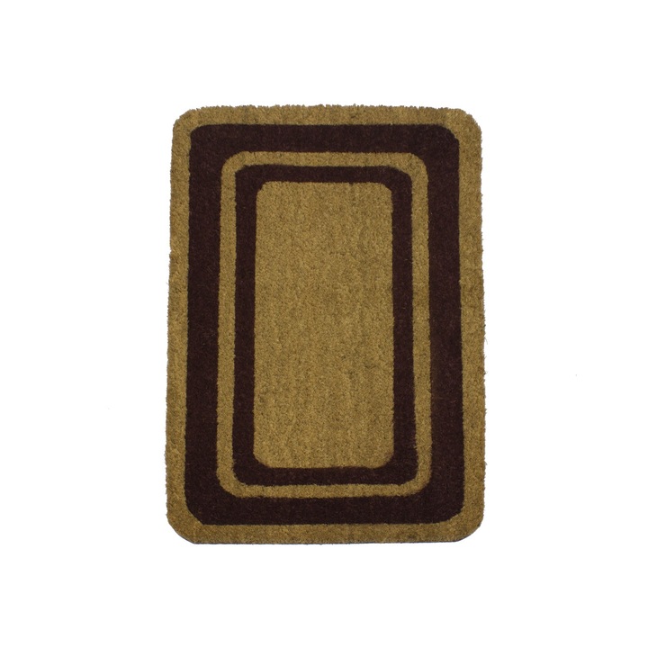 Covoras intrare, Co.Ingros.Tex, Antiderapant, PVC/fibra de cocos, 40 x 70 cm, Maro