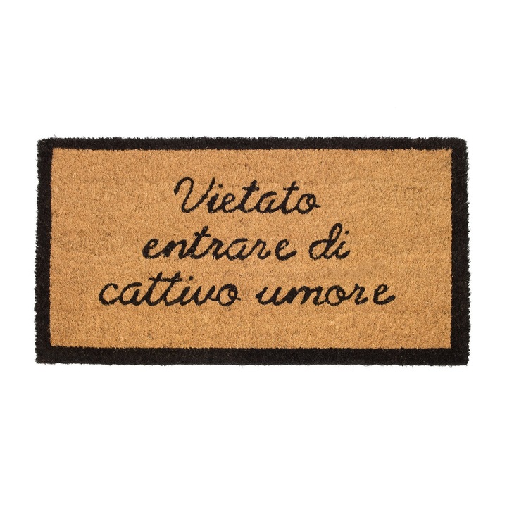 Covoras intrare, Co.Ingros.Tex, Model text, Antiderapant, PVC/fibra de cocos, 40 x 70 cm, Maro