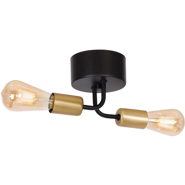 Lustra moderna, Luminex, 2 x E27, 60W, Metal, Pentru tavan, Negru/Auriu