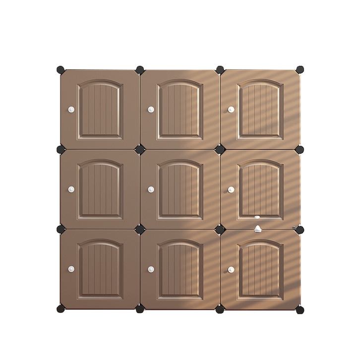 Naimeed D4789 moduláris szekrény, 9 ajtós, 110x111x37 cm, barna