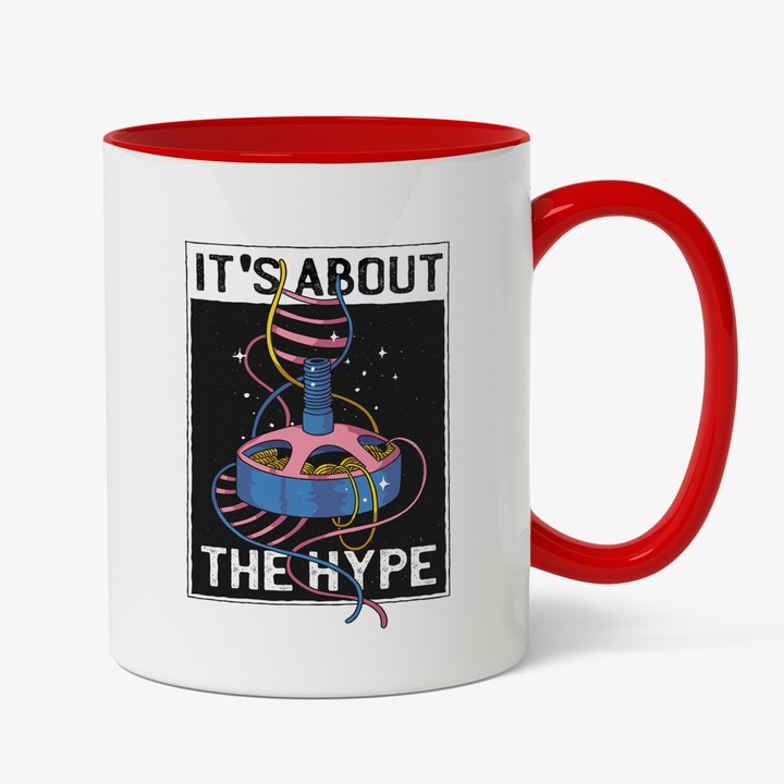 Cana Cu Mesaj It's About The Hype, Adn Arn, Text In Engleza, Cadou Pentru Iubitorii De Medicina, Multicolor, 330 ml, Maner Rosu
