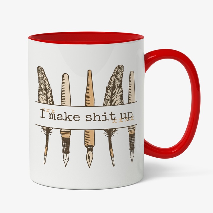 Cana Cu Evolutia Stiloului, Ortografie, Petrache Poenaru, Iubitorii De Arta Scrisa, Multicolor, 330 ml, Maner Rosu