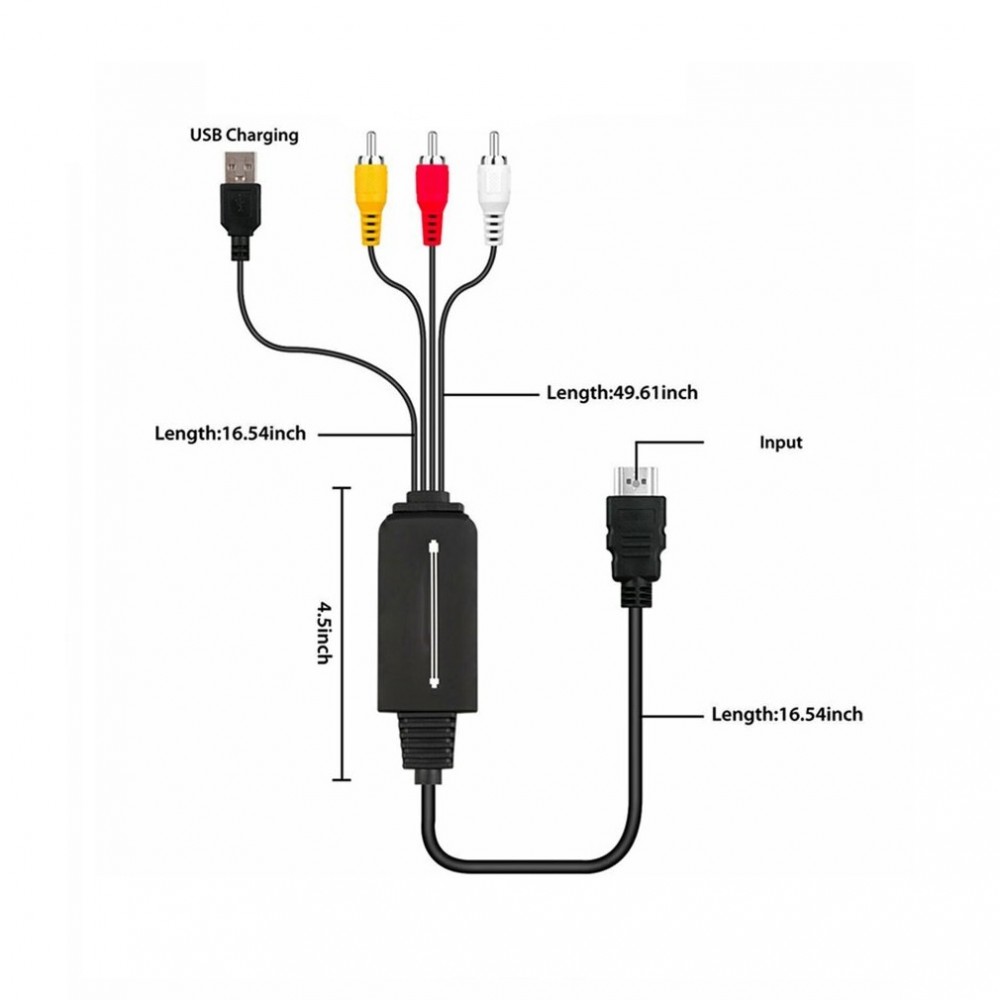 HDMI->3RCA átalakító adapter, 1,6 méter, 1080P Full HD, HDMI ről 3RCA ...