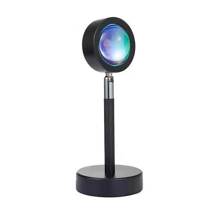 LED Projektor Naplemente Vetítéssel, Sunset Lamp, USB áramellátás, 180°-os forgathatóság, fekete állvány
