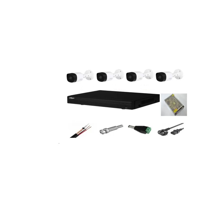 Kültéri videó megfigyelő rendszer 4 db Dahua kamera 2MP IR 20m, Dahua DVR, tartozékokkal