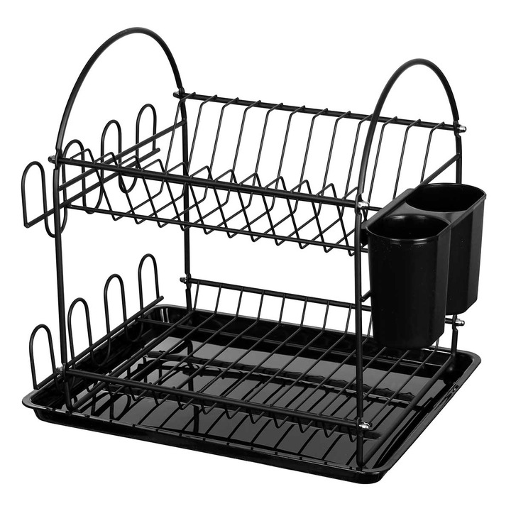 Сушилник за съдове BRUNBESTE, Bb-2301, 32x32x26 см, Метал, Пластамаса, Черен