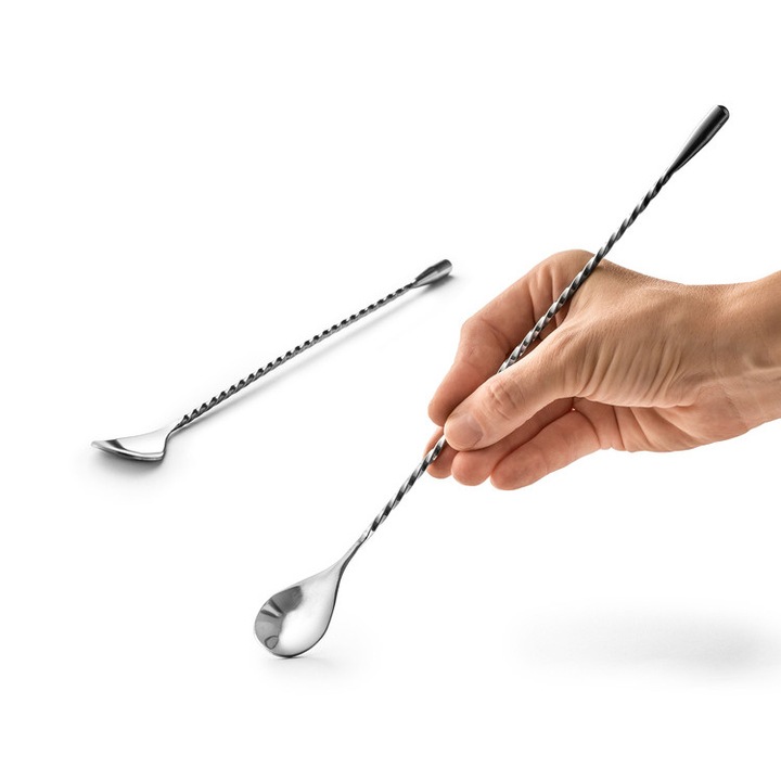 Комплект от 2 дълги лъжици, Gadget Master, Неръждаема стомана, Сребристи