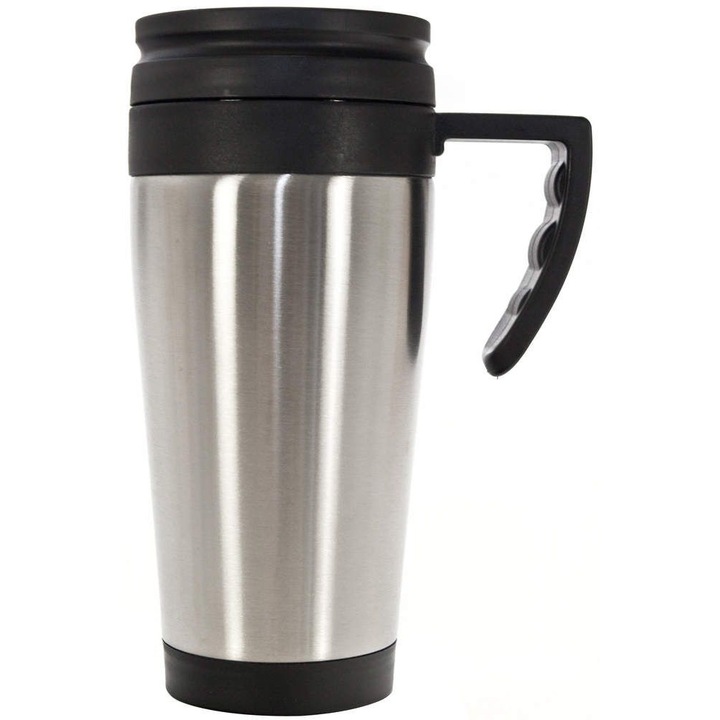 Cana tip termos, 450 ml, Inox, Plastic, Multicolor