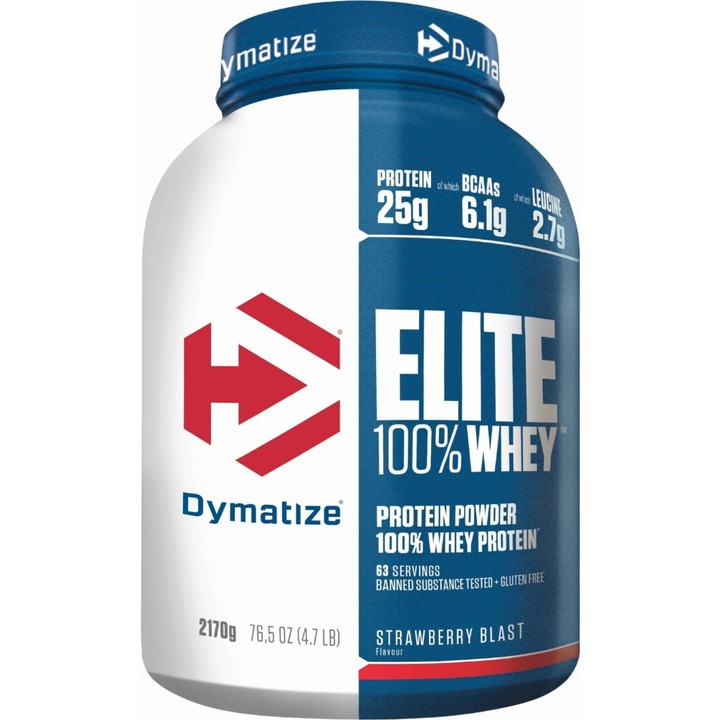 Concentrat proteic din zer Elite Whey Protein 2,1kg, Strawberry Blast Dymatize