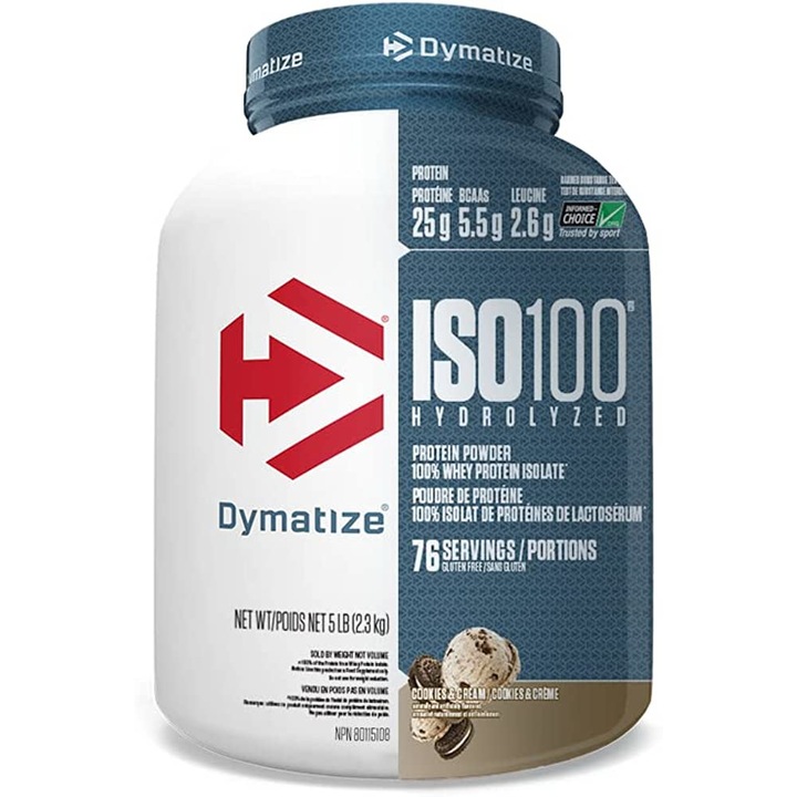 Proteine, Dymatize, ISO 100, aroma cookies & cream, 2.2 KG