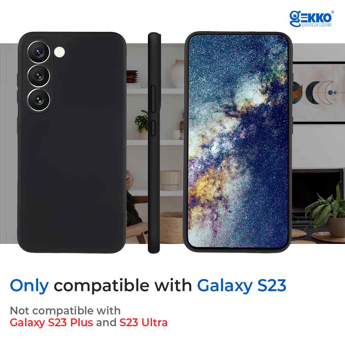 Husa pentru Samsung S23, Mata, Ultrasubtire, din silicon gel, cu decupaje la camere, 0.3mm, antiamprente, Gekko, Neagra