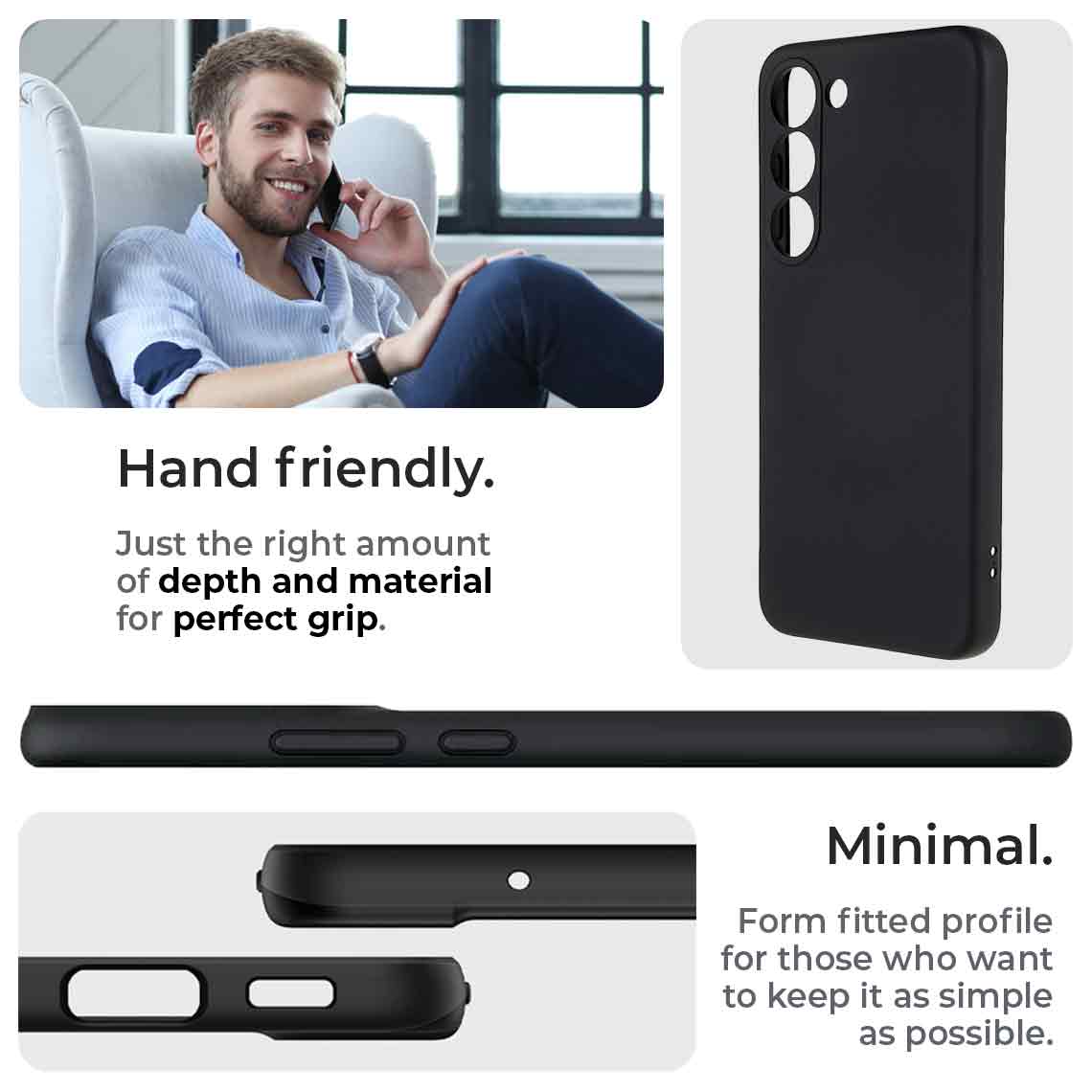 Husa pentru Samsung S23, Mata, Ultrasubtire, din silicon gel, cu decupaje la camere, 0.3mm, antiamprente, Gekko, Neagra