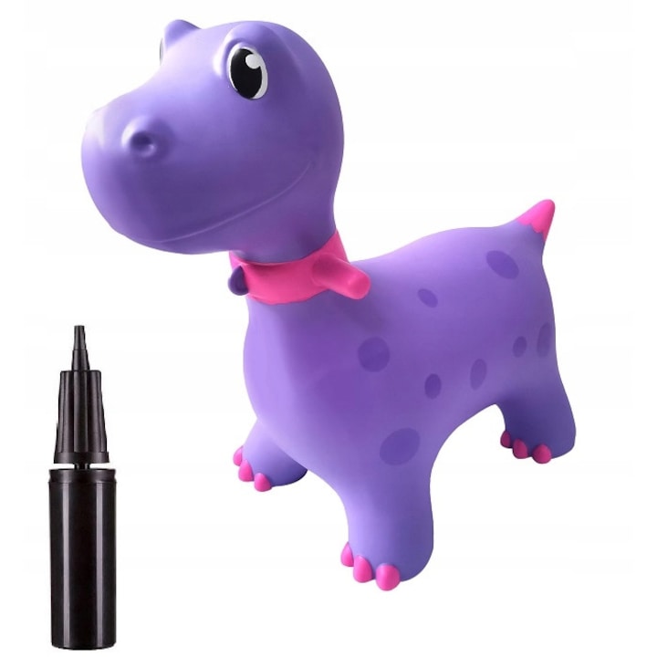 Dinozaur saritor din cauciuc 60cm, culoarea violet plus pompa