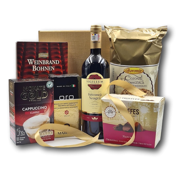 Подаръчен пакет Nice Surprise с румънско червено вино, кафе и сладки специалитети