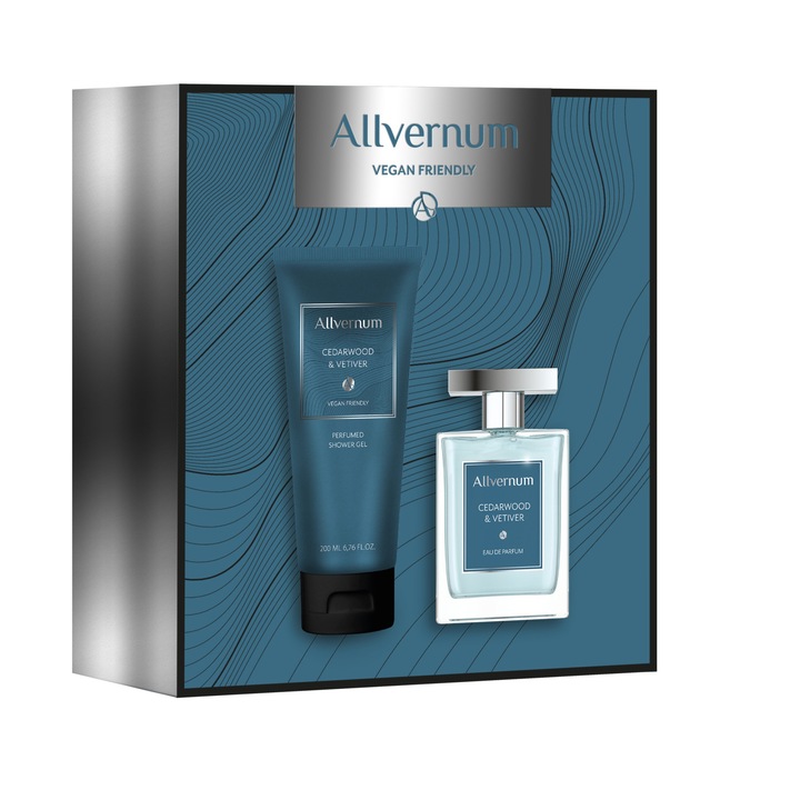 Ajándék készlet, ALLVERNE, CEDARWOOD & VETIVER, Parfüm 100 ml/Tusfürdő 200 ml