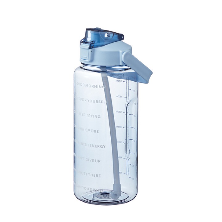 Бутилка за вода, NOTWAIT, 2L, С маркер за време, Синя