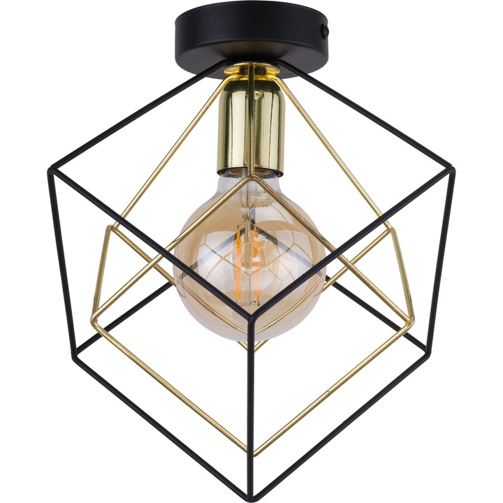 Lustra, TK-Lighting, Metal, E27, Negru/Auriu