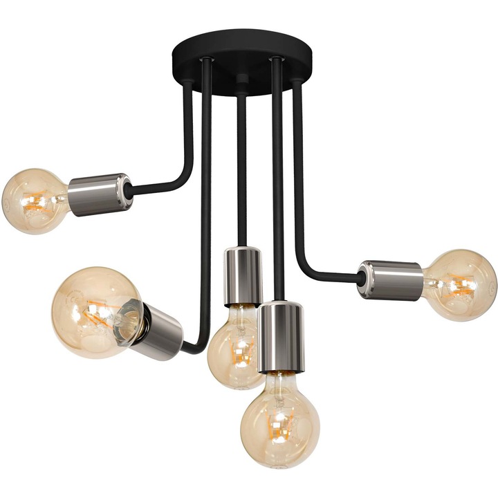 Полилей Dow, Luminex, Метал, Фасунга E27, Черен/Сребрист